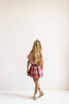 Sara Skirt van Jenest in fuchsia multicolor ruit | Little Fashion Addict