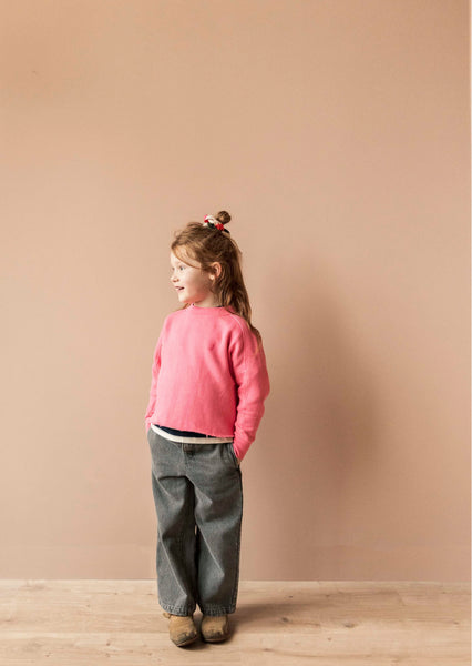 Donkergrijze jeans met wijde pijpen voor jongens en meisjes van Jenest – met elastische tailleband en comfortabele pasvorm | Unisex Denim Pants Grey Wash | Ontdek Jenest bij Little Fashion Addict