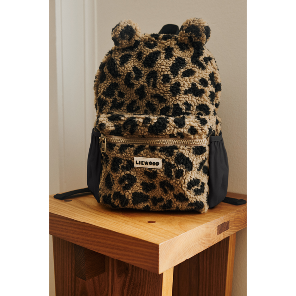 Liewood Andreas teddy rugzak met berenoortjes en luipaardprint voor jongens en meisjes | Ontdek Liewood bij Little Fashion Addict