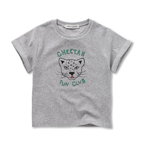 Terry T-shirt cheetah in lichtgrijs voor jongens en meisjes van 4 tot 10 jaar uit de Champions League of Fun collectie 