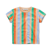 Jongens t-shirt met verticale strepen in zand, groen, oranje en blauw van Sproet & Sprout | Uit de Champions League of Fun van Sproet & Sprout