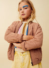 Cropped sweatershirt met strepen voor meisjes in sesame van Sproet & Sprout | Uit de Champions League of Fun collectie