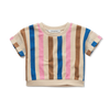 Cropped sweatershirt met strepen voor meisjes in sesame van Sproet & Sprout | Uit de Champions League of Fun collectie