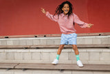 Sportieve jongens sweater met kraag en halve rits in rose dawn van Sproet & Sprout | Sweatshirt Collar Zip Rose Dawn uit de Champions League of Fun Collectie
