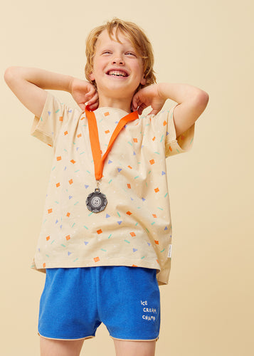 Terry sport short in kobaltblauw voor jongens van Sproet & Sprout | Terry sport shorts bleu uit de Champions League of Fun collectie