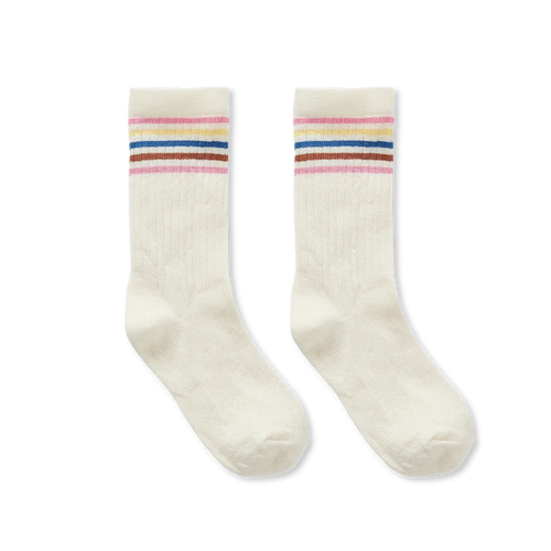 sportsokken met roze strepen voor meisjes van Sproet & Sprout | Uit de Champions League of Fun - Verkrijgbaar bij Little Fashion Addict