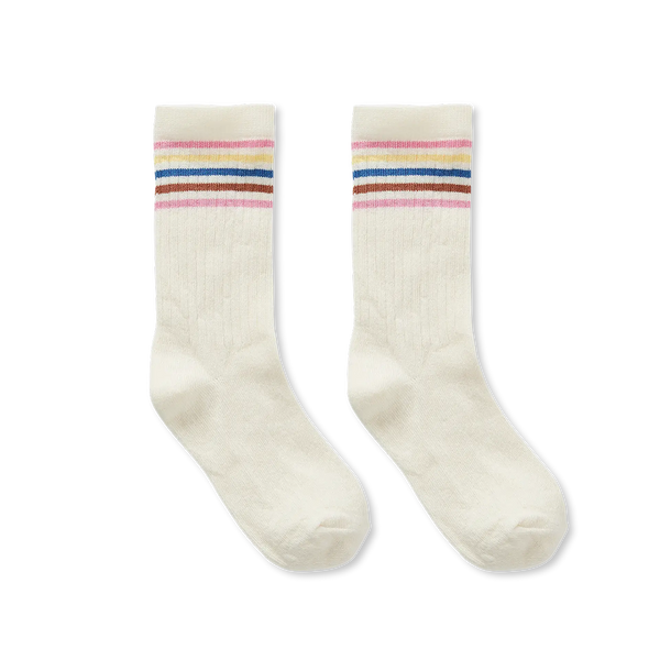 sportsokken met roze strepen voor meisjes van Sproet & Sprout | Uit de Champions League of Fun - Verkrijgbaar bij Little Fashion Addict