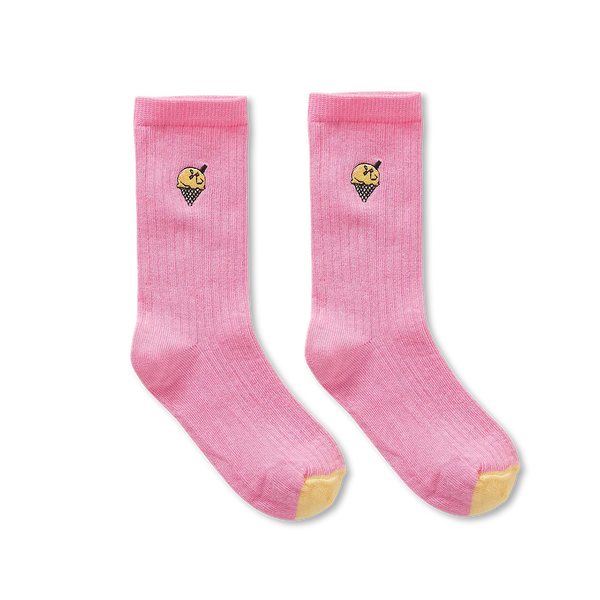 Sokken met een geborduurd ijsje in het roze voor meisjes van Sproet & Sprout uit de Champions League of Fun Collectie | SS26