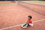 Unisex kindersokken in fris groen met witte strepen en Ice Cream Champ print | Uit de Champions League of Fun Collectie - Verkrijgbaar bij Little Fashion Addict
