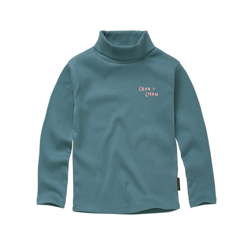 Coltrui voor meisjes in donkergroenblauw met hoge hals en Chou Chou print van Sproet & Sprout | A Cosmic Romance Collectie | Turtle neck Chou Chou Shady Green