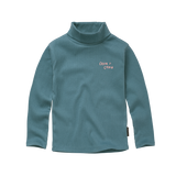 Coltrui voor meisjes in donkergroenblauw met hoge hals en Chou Chou print van Sproet & Sprout | A Cosmic Romance Collectie | Turtle neck Chou Chou Shady Green