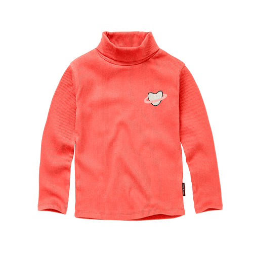 Coltrui voor meisjes in grenadine met hoge hals en Heart Planet print van Sproet & Sprout | A Cosmic Romance Collectie | Turtle neck Saturn Grenadine