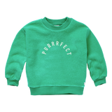 Sweater voor jongens in levendig groen met Purrrfect opdruk van Sproet & Sprout | Sweatshirt Purrfect Vivid Green | A Cosmic Romance collectie