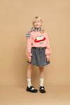 Lichtroze meisjessweater met Heart Saturn print van Sproet & Sprout | Sweatshirt Heart Saturn - Peach Parfait |  A Cosmic Romance collectie