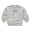 Lichtgrijze unisex sweater met Space Cat print van Sproet & Sprout | Sweatshirt Space Cat Grey Melee | A Cosmic Romance collectie