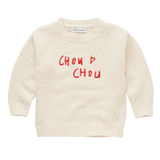 Gebroken witte sweater met rode Chou Chou borduring uit de A Cosmic Romance collectie van Sproet & Sprout. | Sweater Chou Chou Ivory