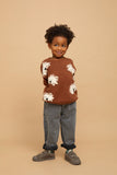 Jongenssweater in mocca bruin met ingeweven hondenprint uit de collectie van Sproet & Sprout | Sweater Intarsia Dogs Mocca 