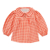 Oranjerode meisjesblouse met ruitjes en Peter Pan kraag uit de A Cosmic Romance collectie van Sproet & Sprout | Girls Check Blouse Grenadine