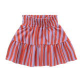 Rok met paarse en rode strepen uit de A Cosmic Romance collectie van Sproet & Sprout. | Smock Skirt Stripe Lavender
