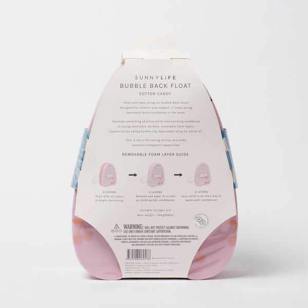 Sunnylife rugdrijver Bubble Back Float in Cotton Candy Pink – zwemhulp voor kinderen van 3 tot 6 jaar | Sunnylife is verkrijgbaar bij Little Fashion Addict