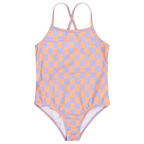 Paars-oranje badpak met ruitpatroon van Tumble ’n Dry | Alagoas badpak van Tumble 'n Dry - verkrijgbaar bij Little Fashion Addict