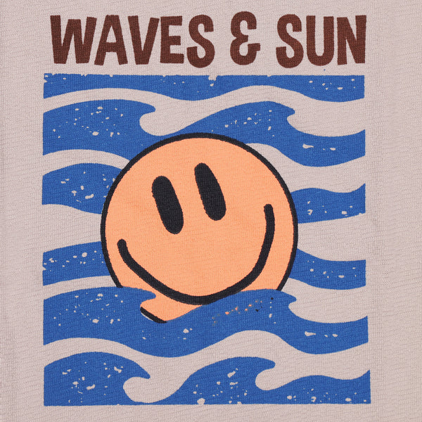 Lila grijs jongens T-shirt met Waves & Sun print van Tumble ’n Dry | Coral Reef T-shirt van Tumble 'n Dry - Verkrijgbaar bij Little Fashion Addict