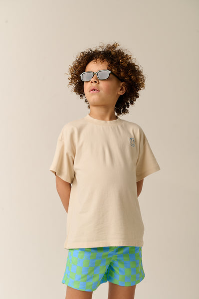 Groen-blauwe jongens zwembroek met ruitpatroon van Tumble ’n Dry | Manaus Zwemshort van Tumble 'n Dry - verkrijgbaar bij Little Fashion Addict