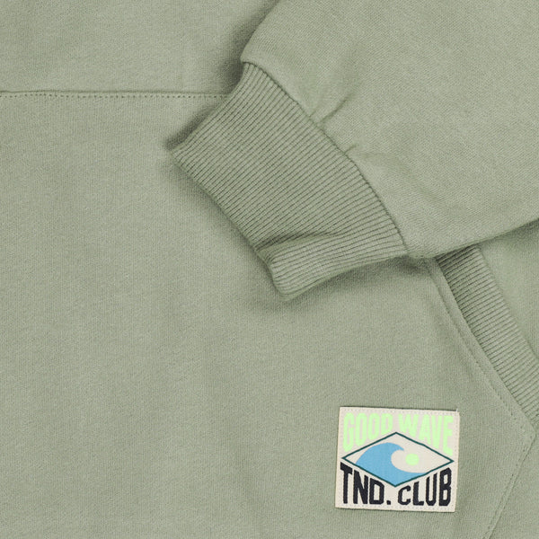 Kakigroene hoodie met kap voor jongens van Tumble ’n Dry | Salty Hoodie Sweater Green van Tumble 'n Dry - verkrijgbaar bij Little Fashion Addict