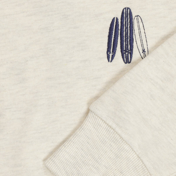 Gebroken witte jongenssweater met surfprint van Tumble ’n Dry | Seashore sweatshirt Off White Melange van Tumble 'n Dry - verkrijgbaar bij Little Fashion Addict