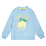 Lichtblauwe meisjes sweater met citroenprint van Tumble ’n Dry | Vital Sweater van Tumble 'n Dry - verkrijgbaar bij Little Fashion Addict