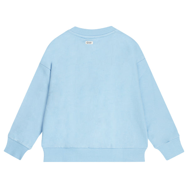 Lichtblauwe meisjes sweater met citroenprint van Tumble ’n Dry | Vital Sweater van Tumble 'n Dry - verkrijgbaar bij Little Fashion Addict
