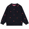 Donkerblauwe meisjes sweater van Tumble ’n Dry met geborduurde lipjes | Bisous sweater Navy Blazer van Tumble 'n Dry - verkrijgbaar bij Little Fashion Addict