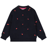 Donkerblauwe meisjes sweater van Tumble ’n Dry met geborduurde lipjes | Bisous sweater Navy Blazer van Tumble 'n Dry - verkrijgbaar bij Little Fashion Addict