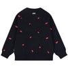 Donkerblauwe meisjes sweater van Tumble ’n Dry met geborduurde lipjes | Bisous sweater Navy Blazer van Tumble 'n Dry - verkrijgbaar bij Little Fashion Addict