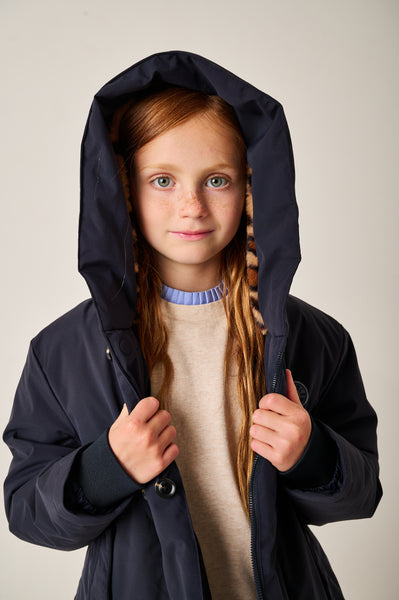 Madison meisjes winterjas donkerblauw met leopard voering | Ontdek Tumble 'n Dry bij Little Fashion Addict
