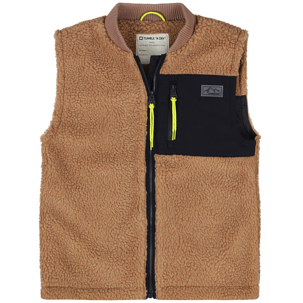 Bruine teddy bodywarmer voor jongens en meisjes van Tumble ’n Dry | Opposite Bodywarmer | Ontdek Tumble 'n Dry bij Little Fashion Addict