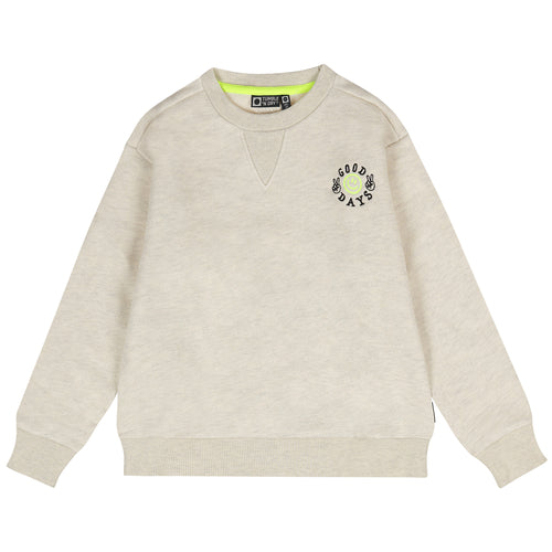 jongenstrui met skateboardprint van Tumble ’n Dry | Deck Sweater Off white Melange | Ontdek Tumble 'n Dry bij Little Fashion Addict