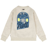 jongenstrui met skateboardprint van Tumble ’n Dry | Deck Sweater Off white Melange | Ontdek Tumble 'n Dry bij Little Fashion Addict