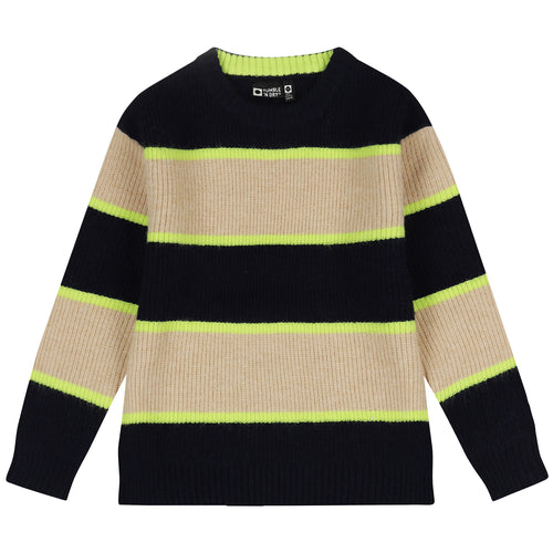 Warme jongenstrui met strepen Slide Sweater van Tumble ’n Dry | Slide Sweater Navy Blazer | Ontdek Tumble 'n Dry bij Little Fashion Addict