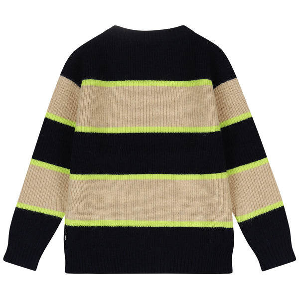 Warme jongenstrui met strepen Slide Sweater van Tumble ’n Dry | Slide Sweater Navy Blazer | Ontdek Tumble 'n Dry bij Little Fashion Addict