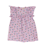 Lila jurkje van Wander & Wonder met bloemenprint en flutter mouwen voor meisjes. | Bryony Dress Lila disty | Verkrijgbaar bij Little Fashion Addict