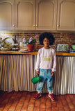 Lichtblauwe denim broek voor jongens en meisjes van Wander & Wonder met patchwork zakken. | Denim Patchwork Jeans Washed Denim | Verkrijgbaar bij Little Fashion Addict