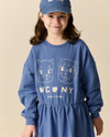Blauw Dog and Cat Sweat Dress van Wander & Wonder | Ontdek Wander & Wonder bij Little Fashion Addict