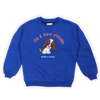 Blauwe Doggy sweatshirt van Wander & Wonder met hondje en rode tekst ‘I’m a New Yorker’, voor jongens en meisjes. | Ontdek Wander & Wonder bij Little Fashion Addict