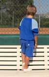 We Are Kids - Bermuda Hadri Terry in Mediterranean Blue voor jongens vanaf 4 jaar. Verkrijgbaar bij Little Fashion Addict.