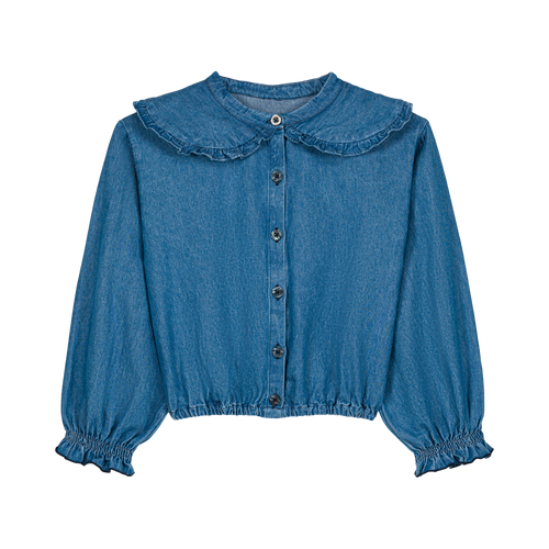 Clara blouse denim met Peter Pan kraag – We are Kids | Ontdek We Are Kids bij Little Fashion Addict
