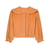 Corduroy blouse Clara in oranjetint met ruffles en knopen – We Are Kids
