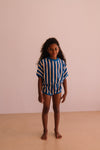 Combi Romy Dolce Vita Stripes | Playsuit met blauwe en roze strepen en elastische taille | Little Fashion Addict