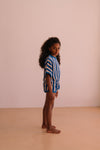 Combi Romy Dolce Vita Stripes | Playsuit met blauwe en roze strepen en elastische taille | Little Fashion Addict