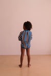 Combi Romy Dolce Vita Stripes | Playsuit met blauwe en roze strepen en elastische taille | Little Fashion Addict